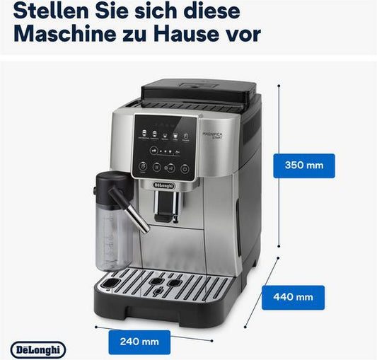 DE'LONGHI Kaffeevollautomat Start Milk ECAM220.80.SB, Milchkaraffe inklusive, Perfekter Cappuccino Für cremigen Barista-Milchschaum – auch für pflanzliche Alternativen