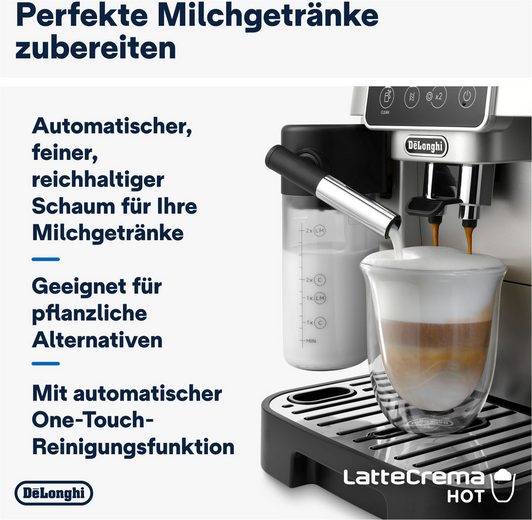 DE'LONGHI Kaffeevollautomat Start Milk ECAM220.80.SB, Milchkaraffe inklusive, Perfekter Cappuccino Für cremigen Barista-Milchschaum – auch für pflanzliche Alternativen