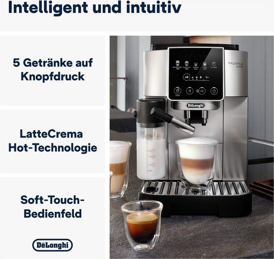 DE'LONGHI Kaffeevollautomat Start Milk ECAM220.80.SB, Milchkaraffe inklusive, Perfekter Cappuccino Für cremigen Barista-Milchschaum – auch für pflanzliche Alternativen