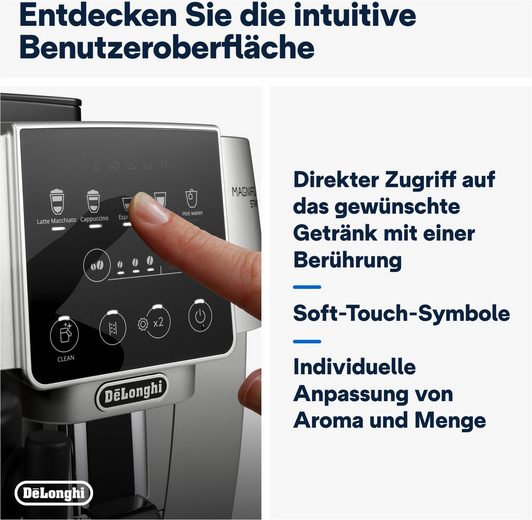 DE'LONGHI Kaffeevollautomat Start Milk ECAM220.80.SB, Milchkaraffe inklusive, Perfekter Cappuccino Für cremigen Barista-Milchschaum – auch für pflanzliche Alternativen