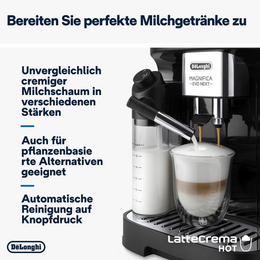 DE'LONGHI Kaffeevollautomat Magnifica Evo Next ECAM310.60.B - Barista-Genuss per Touch, schwarz MyLatteFunktion, 3 Benutzerprofile, LatteCrema Milchsystem, 10 Rezepte