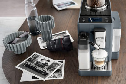 DE'LONGHI Kaffeevollautomat Rivelia EXAM440.55.G – 16 Kaffee-Rezepte, 2 Barista-Bohnenbehälter, grau Extra-Shot-Funktion, Innovatives Bean-Switch System, Touchdisplay