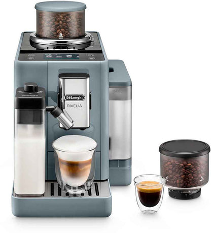 DE'LONGHI Kaffeevollautomat Rivelia EXAM440.55.G – 16 Kaffee-Rezepte, 2 Barista-Bohnenbehälter, grau Extra-Shot-Funktion, Innovatives Bean-Switch System, Touchdisplay